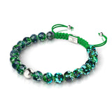 Bracelet en macramé en verre Firefly | Trèfle bleu | Argent